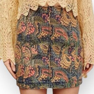 Free People| Modern Femme Paisley Denim Mini Skirt